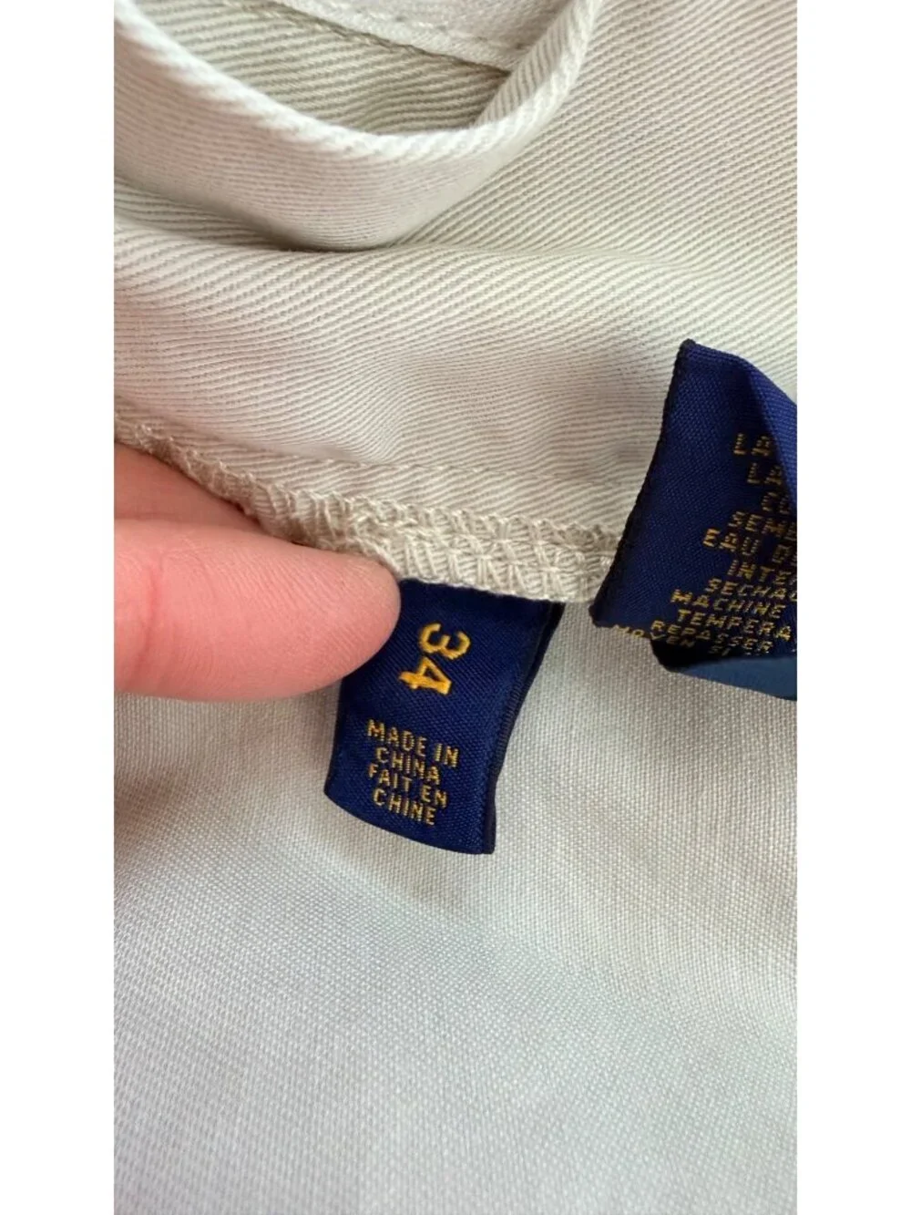 Polo Ralph Lauren Mens Beige Chino Shorts Size 34 100% Cotton Flat Front
